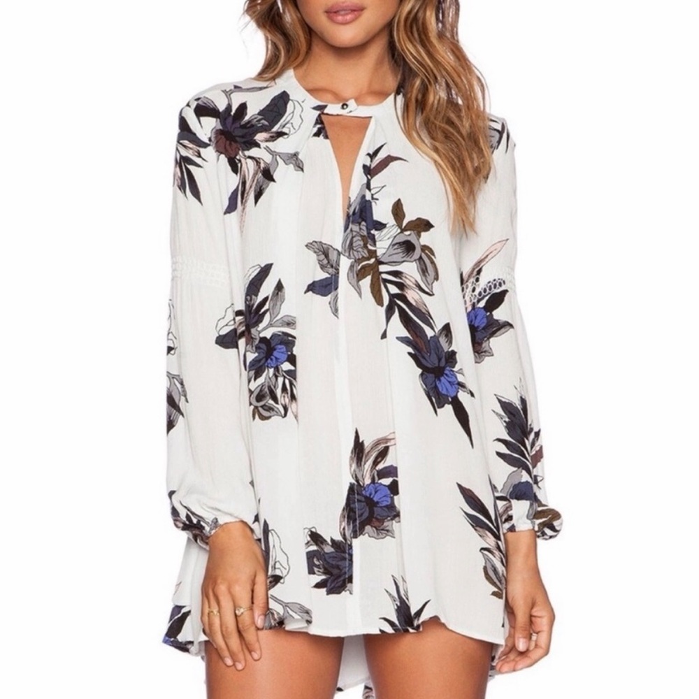 Free People Electric Orchid Floral Swing Tunic Dress